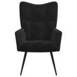 vidaXL Fauteuil relax avec tabouret en velours noir