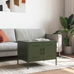 vidaXL Table basse vert olive 68x50x50 5 cm acier laminé à froid