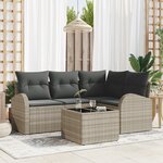 Ensemble de canapé de jardin 5 pièces vidaXL avec coussins gris en rotin synthétique