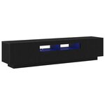 Meuble TV vidaXL avec des lumières LED en chêne noir de 180x35x40 cm en bois d'ingénierie
