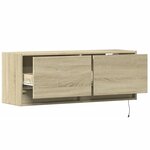 vidaXL Meuble TV mural avec lumières LED chêne sonoma 100x31x35 cm