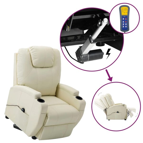 Vidaxl fauteuil releveur inclinable crème similicuir