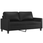vidaXL Ensemble de canapés 3 Pièces avec coussins Noir Similicuir