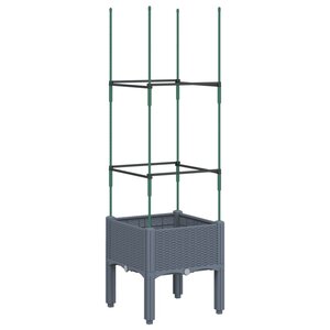 vidaXL Jardinière avec treillis gris 40x40x142 5 cm PP