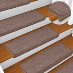 vidaXL Tapis d'escalier 30 pièces 65 x 21 x 4 cm Marron Bord rectangulaire