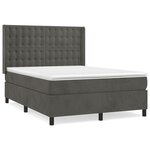 vidaXL Sommier à lattes de lit et matelas Gris foncé 140x190cm Velours