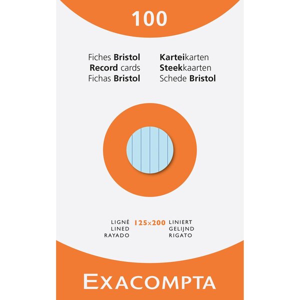 Etui De 100 Fiches - Bristol Ligné Perforé 125x200mm - Couleurs Assorties - X 12 - Exacompta
