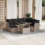 vidaXL Salon de jardin 8 Pièces avec coussins gris clair résine tressée