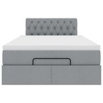 vidaXL Lit ottoman avec matelas gris clair 120x200 cm tissu