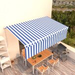 vidaXL Auvent rétractable manuel avec store 5x3 m Bleu et blanc