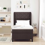 vidaXL Lit à ressorts avec matelas Marron foncé 90 x 190 cm tissu
