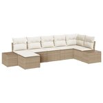 vidaXL Ensemble de canapé de jardin avec coussin 7 Pièces Beige polyrotin