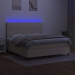 vidaXL Sommier à lattes de lit et matelas et LED Crème 180x200cm Tissu