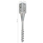 vidaXL Piquets au sol 2 Pièces Argenté 7x7x56 cm Acier galvanisé
