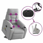 vidaXL Fauteuil inclinable de massage électrique gris nuage tissu