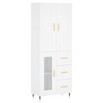 vidaXL Buffet haut Blanc 69 5x34x180 cm Bois d'ingénierie