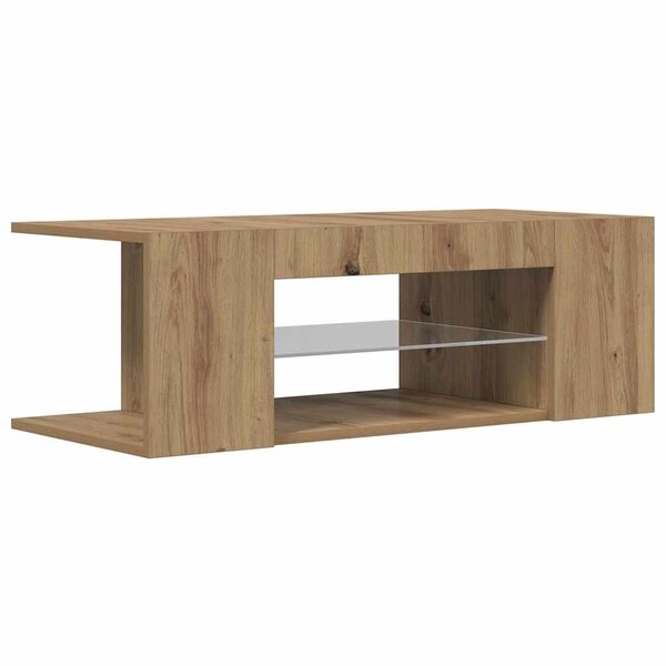 vidaXL Meuble TV avec lumières LED chêne artisanal bois d'ingénierie