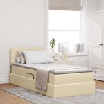 vidaXL Lit de rangement LED avec matelas Crème 100 x 200 cm Tissu