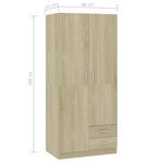 vidaXL Garde-robe Chêne sonoma 80x52x180 cm Aggloméré