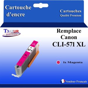 T3AZUR - Cartouche compatible avec Canon CLI571XL CLI-571 XL pour Canon Pixma MG5750 TS5050 MG5753 MG6850 MG6852 TS5055 TS6050 - Magenta