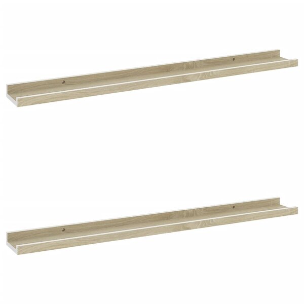 vidaXL Étagères murales 2 Pièces blanc et chêne sonoma 80x9x3 cm