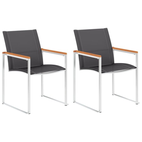 vidaXL Chaises de jardin lot de 2 Textilène et acier inoxydable Gris