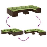 vidaXL Salon de jardin et coussins 11 Pièces marron résine tressée