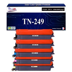 T3AZUR -5x Toners compatibles avec Brother TN249 pour Brother HL-L8230CDW  HL-L8240CDW  MFC-L8340CDW  MFC-L8390CDW