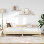 vidaXL Cadre de lit d'angle avec matelas 2 Pièces Crème tissu