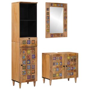 vidaXL Ensemble de mobilier de salle de bain avec tiroir 3 Pièces Naturel