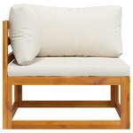 vidaXL Canapé d'angle sectionnel et coussin blanc crème Bois d'acacia