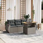vidaXL Salon de jardin 5 Pièces avec coussins gris résine tressée