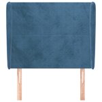 vidaXL Tête de lit avec oreilles Bleu foncé 93x23x118/128 cm Velours