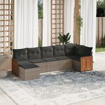 vidaXL Salon de jardin avec coussins 7 Pièces gris résine tressée