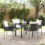 vidaXL Ensemble de Salle à Manger de Jardin 5 pièces avec Coussins Marron Rattan Poly