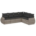vidaXL Salon de jardin 6 Pièces avec coussins gris clair résine tressée