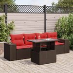 vidaXL Salon de jardin avec coussins 5Pièces marron résine tressée acacia