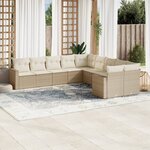 vidaXL Salon de jardin avec coussins 10 Pièces beige résine tressée