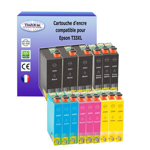 15 Cartouches Compatibles pour Epson XP-530, XP-540, XP-630, XP-635, XP-640, XP-645 remplace Epson T33XL (33XL)- T3AZUR