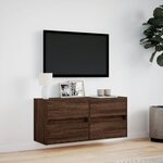 vidaXL Meuble TV mural avec lumières LED chêne marron 100x31x45 cm