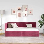 vidaXL Cadre de lit d'angle Bordeaux 90 cm x 190 cm Velours