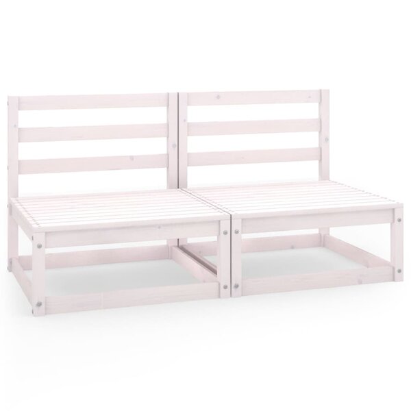 vidaXL Canapé à 2 places de jardin Blanc Bois de pin solide