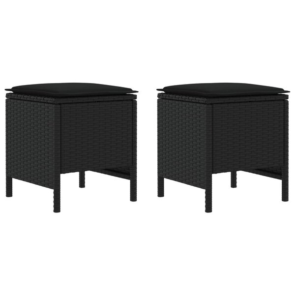 vidaXL 2 pc Pouf de Jardin Rotin PE Noir