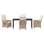 vidaXL Ensemble de salle à manger de jardin 5 pièces avec coussins beige en poly rattan