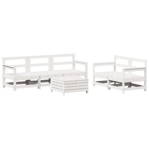 vidaXL Salon de jardin 6 Pièces blanc bois de pin massif