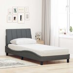 vidaXL Lit avec matelas Hanko gris foncé 90x200 cm tissu