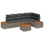 Ensemble de canapé de jardin 6 pièces avec coussins gris en rotin