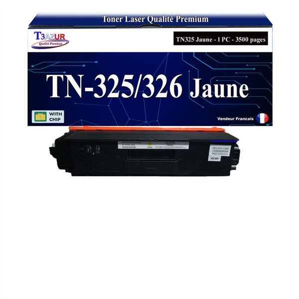 T3AZUR - Toner compatible avec Brother TN326 pour Brother DCP-L8400CDN  DCP-L8450CDW Jaune