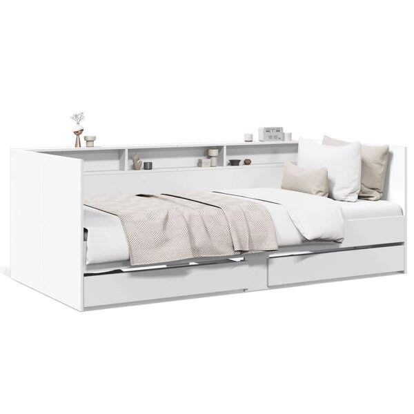 vidaXL Lit de jour avec tiroirs sans matelas blanc 90x200 cm