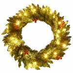 vidaXL Arbres de Noël artificiels 2 Pièces et couronne  guirlande et LED